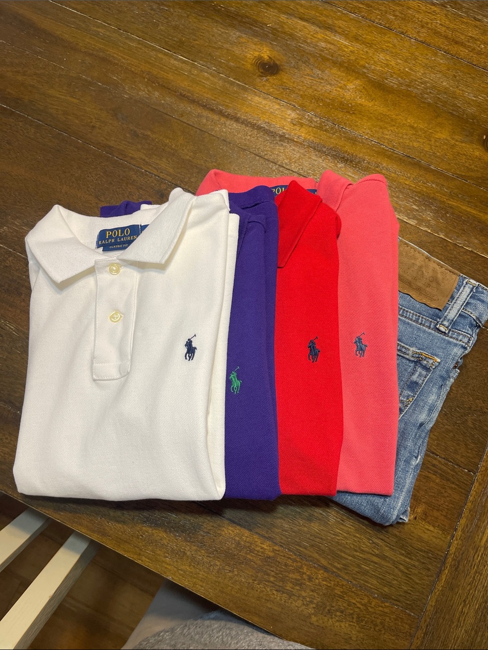 LOT - Polo by Ralph Lauren Kids Polo Pack - White, Purple, Red, Coral and Jeans